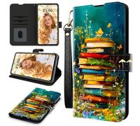 RWUTYTIUL Étui portefeuille pour AT&T Radiant Max 5G/Cricket Dream 5G avec 3 porte-cartes de crédit, dragonne, résistant aux chocs, emplacements pour cartes pratiques et béquille, pour homme et femme