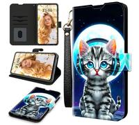 RWUTYTIUL Étui portefeuille pour AT&T Radiant Max 5G/Cricket Dream 5G avec 3 porte-cartes de crédit et dragonne, résistant aux chocs, emplacements pour cartes pratiques et béquille, pour homme et