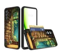 RWUTYTIUL Étui portefeuille pour Samsung Galaxy S25 FE 5G, porte-cartes caché, double couche, robuste, résistant aux chocs, avec design élégant pour homme et femme, livres de bibliothèque
