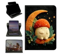 RWUTYTIUL Étui pour Amazon Kindle Fire HD 10 (13e/11e génération, sortie 2023/2021), support rotatif à 360 degrés avec coque verticale antichoc multi-angles pour homme et femme, orange lune champignon