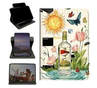 RWUTYTIUL Étui pour Amazon Kindle Fire HD 10 (9e/7e/5e génération, sorties 2019/2017/2015) 10,1", support rotatif à 360 degrés avec coque verticale multi-angles pour homme et femme, bouteille Sun