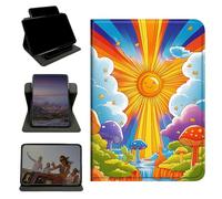 RWUTYTIUL Étui pour Amazon Kindle Fire HD 8 (12e/10e génération, sortie 2024/2022/2020), support rotatif à 360 degrés avec coque verticale antichoc multi-angle pour homme et femme, Sun Clouds Creek