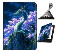 RWUTYTIUL Étui pour iPad Air 5e/4e génération 10,9" 2022/2020, fine en cuir synthétique avec support antidérapant multi-angle, [veille/réveil automatique] Coque pour homme et femme, dragon arbre