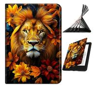 RWUTYTIUL Étui pour iPad Air 5e 4e génération (2022/2020) 10,9 pouces et iPad Pro 11 4e/3e/2e/1ère génération, étui de protection intelligent antichoc multi-angle, motif lion fleur jaune