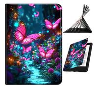 RWUTYTIUL Étui pour iPad Pro 11" 4e/3e/2e/1ère génération 2022/2021/2020/2018, fine en cuir PU avec support antidérapant multi-angle, coque pour homme et femme, forêt de papillons roses