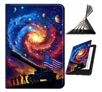 RWUTYTIUL Étui pour iPad Pro 13" M5 2025/M4 2024, fin en cuir PU avec support antidérapant multi-angle, [veille/réveil automatique] Coque pour homme et femme, drapeau ciel étoilé