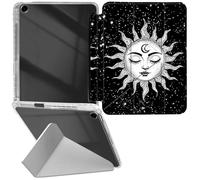 RWUTYTIUL Étui transparent en cuir pour iPad 9{^>e<^} génération 10,2" 2021/iPad Pro 10,5"/iPad Air 3e génération, coque en cuir antichoc avec béquille amusante pour femme et homme, blanc lune soleil