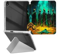 RWUTYTIUL Étui transparent en cuir pour iPad Air 11" M3 2025/M2 2024/iPad Air 5e/4e génération 10,9 pouces, coque de protection antichoc amusante avec béquille pour homme et femme, tête de mort verte