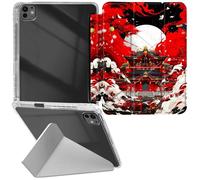 RWUTYTIUL Étui transparent en cuir pour iPad Air 13" M3/M2 2025/2024/iPad Pro 12,9" 6e/5e/4e/3e génération, coque de protection antichoc amusante avec béquille, accessoires pour tablette, rouge vague