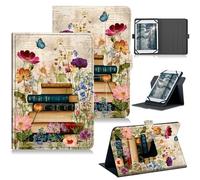RWUTYTIUL Étui universel pour T-Mobile Revvl Tab 2 10,1" modèle : 9185W 2025/Revvl Tab 5G 10,4" 2023, béquille rotative à 360 degrés, coque de protection avec béquille pour livres de fleurs vintage de