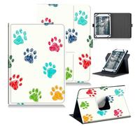 RWUTYTIUL Étui universel pour tablette Rowt A10/Aiprotablet C20e/Moderness MB1001 10,1", support rotatif à 360°, coque de protection en cuir PU pour tablette de 9" à 10,5", motif empreintes de pattes