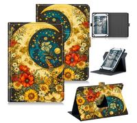 RWUTYTIUL Étui universel pour tablette TCL Tab Pro 5G 9198S/TCL Tabmax 10,4" 9296Q, support rotatif à 360 degrés, coque de protection en cuir PU pour 9"-10,5", fleur grande lune