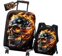 RWUTYTIUL Lot de 3 housses de protection pour valise de 19 à 21 pouces et étiquette de bagage et sac à dos, élastique, lavable, protection de valise pour femmes et hommes, plage, 565, M (22-25 inch