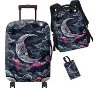 RWUTYTIUL Lot de 3 housses de protection pour valise de 19 à 21 pouces et étiquette de bagage et sac à dos, élastique, lavable, protection de valise pour femmes et hommes, plage, 560, S (19-21 inch