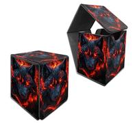 RWUTYTIUL MTG Commander - Boîte de rangement pour plus de 100 cartes avec étui en cuir synthétique - Grand support pour cartes de jeu de société Magic MTG TCG CCG - Loup