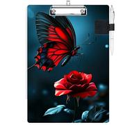 RWUTYTIUL Porte-bloc avec passant pour stylo, format lettre A4, clip discret et porte-stylo autocollant pour ordinateurs portables, infirmières, étudiants, bureau, médecins, salles de classe, femmes