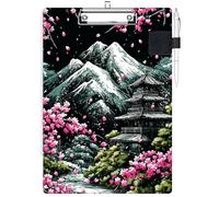 RWUTYTIUL Porte-bloc avec passant pour stylo, format lettre A4, clip discret et porte-stylo autocollant pour ordinateurs portables, infirmières, médecins, affaires, femmes, hommes, Sakura Dark