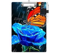 RWUTYTIUL Porte-bloc avec passant pour stylo, format lettre A4, clip discret et porte-stylo autocollant pour ordinateurs portables, infirmières, étudiants, bureau, médecins, femmes, hommes, roses