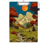 RWUTYTIUL Porte-bloc avec passant pour stylo, format lettre A4, pince discrète et porte-stylo autocollant pour ordinateurs portables, infirmières, médecins, affaires, femmes, hommes, montagnes