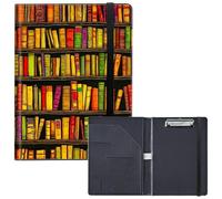 RWUTYTIUL Porte-bloc avec poche pour bloc-notes, porte-cartes de visite, porte-bloc en cuir, fermeture élastique, format lettre, pour bureau, étudiants, salle de classe, bibliothèque de livres