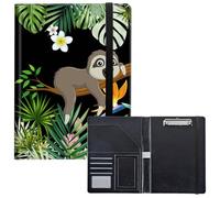 RWUTYTIUL Porte-bloc avec poche pour bloc-notes, porte-cartes de visite, porte-bloc en cuir, fermeture élastique, format lettre, pour bureau, étudiants, salle de classe, paresseux feuilles