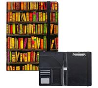 RWUTYTIUL Porte-bloc avec poche pour bloc-notes, porte-cartes de visite, porte-bloc en cuir, fermeture élastique, format lettre, pour bureau, étudiants, salle de classe, bibliothèque de livres
