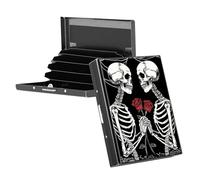 RWUTYTIUL Porte-cartes de visite en métal pour homme et femme, porte-cartes RFID rectangulaire en aluminium pour cartes de crédit, cartes d'identité, portefeuille de voyage, colibri, Tête de mort rose