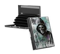 RWUTYTIUL Porte-cartes de visite en métal pour homme et femme, porte-cartes RFID rectangulaire en aluminium pour cartes de crédit, cartes d'identité, accessoires de voyage, colibri, Tête de mort cool