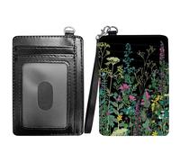 RWUTYTIUL Portefeuille minimaliste avec cordon de serrage, poche avant en cuir synthétique, blocage RFID, porte-cartes avec fenêtre d'identification pour homme, femme, garçon et fille, Fleur sauvage