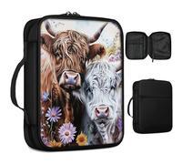 RWUTYTIUL Sacs bibliques avec poignée pour homme et femme, 27,9 x 22,1 cm, housse de livre en tissu avec 2 marque-pages et poche zippée, taille standard, cadeau pour accessoires de bible, vache à