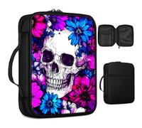 RWUTYTIUL Sacs de bible avec poignée pour homme et femme, 27,9 x 22,1 cm, housse de livre en tissu avec 2 marque-pages et poche zippée, taille standard, motif tête de mort fleur violette