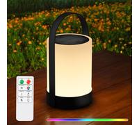 RWWR Lampe de Table Solaire LED 8 Couleurs Lampe de Table Exterieur sans fil avec remote Dimmable 2 in1 Rechargeable Lampe de Table Pile IP44 Pour Balcon Jardin Terrasse camping (B)