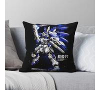 RX-93-v2 Taie d'oreiller carrée Hi-V en polyester et lin velours avec fermeture éclair décorative