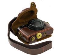 RX100 RX100II RX100III M3 DSC-RX100 III RX100M3 PU Leather Camera Case with Shoulder Strap, coffee, Modern