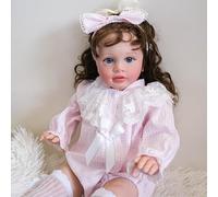 RXDOLL Pippa Poupée Reborn en tissu doux avec corps en tissu doux qui ressemble à une vraie vie comme une poupée nouveau-né aux yeux bleus