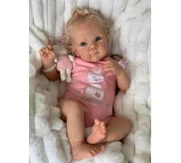 RXDOLL Poupée bébé Reborn Bettie Girl de 45,7 cm, réaliste réaliste, poupée nouveau-née en tissu doux et lourd, coffret cadeau avec grands yeux bleus pour filles à partir de