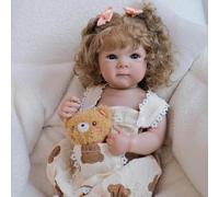 RXDOLL Poupée réaliste aux yeux bleus de 45,7 cm, poupée Reborn en silicone qui ressemble à la vie réelle, anatomiquement correcte, poupée nouveau-né en silicone pour filles à partir de 3 ans