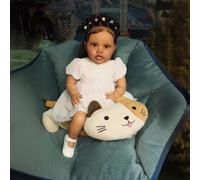 RXDOLL Poupée Reborn afro-américaine réaliste de 61 cm qui ressemble à une vraie vie comme une poupée bébé faite à la main en tissu doux corps noir peau jouet cadeaux