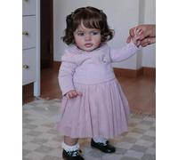 RXDOLL Poupée Reborn pour petite fille, grande taille, 66 cm, corps en tissu doux, poupée lestée réaliste faite à la main avec cheveux bouclés enracinés à la main