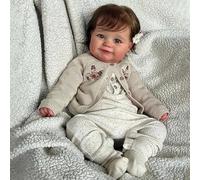 RXDOLL Poupée Reborn réaliste de 50,8 cm avec sourire mignon et réaliste - Poupée nouveau-né réaliste en tissu doux - En silicone lesté - Jouet fait à la main pour enfants à partir de 3 ans