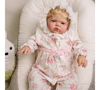 RXDOLL Poupée Reborn réaliste de 61 cm pour petite fille qui ressemble à un vrai corps en tissu doux en silicone lesté poupée nouveau-né réaliste avec cheveux blonds cadeau d'anniversaire pour enfants