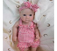 RXDOLL Poupée Reborn réaliste en silicone souple et solide de 30,5 cm - Petite poupée de qualité supérieure - Bouche ouverte - Mini poupées Reborn en silicone platine