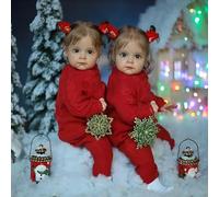 RXDOLL Poupées Reborn Bébés Jumeaux Filles 24 Pouces Poupées Reborn Réalistes Bébés en Tissu Doux Corps Lourd en Silicone Nouveaux-nés pour Enfants Cadeaux d'anniversaire ou de Noël