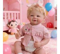 RXDOLL Sweet Smile Poupée réaliste pour bébé fille avec cheveux blonds enracinés 48,3 cm en silicone Reborn Poupées qui ressemblent à la vie réelle Poupée nouveau-né poupée étanche pour enfants
