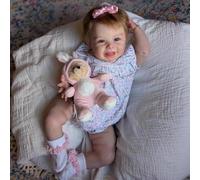 RXDOLL Sweet Smile Reborn Poupée nouveau-né réaliste 50,8 cm avec corps doux lesté qui ressemble à de vrais bébés en silicone avec cheveux enracinés