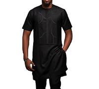 RXEARS Vêtements africains pour Hommes Chemise + Pantalon Kurta Ensemble 2 pièces Manches Courtes Outfit Dashiki Survêtement