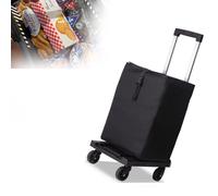 RxGhyl Chariot de Courses Noir, Base rétractable, Chariot de Courses Pliable et léger, avec Corde élastique, pour aéroport, déménagement, Courses,Thermostatic-small3inches