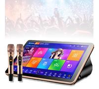 RxGhyl Lecteur Karaoké, TéLéChargement De Chansons Via Le Cloud, Appareil De Bureau Chantant, Microphone sans Fil, éCran De TéLéPhone Et ContrôLe D'Application 3TB-Black