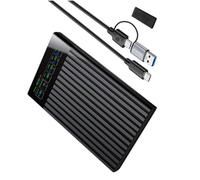 Rxgiasup Boîtier SATA USB 3.2 Gen1 pour disque dur de 7 mm 9,5 mm 2,5" en temps réel, contrôle de santé, affichage de la température, des tensions, boîtier en aluminium
