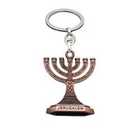 Rxgiasup Bougeoir Menorah traditionnel avec 7 branches Porte-clés Juif 12 tribus d'Israël Temple de Jérusalem pour sac à dos Porte-clés